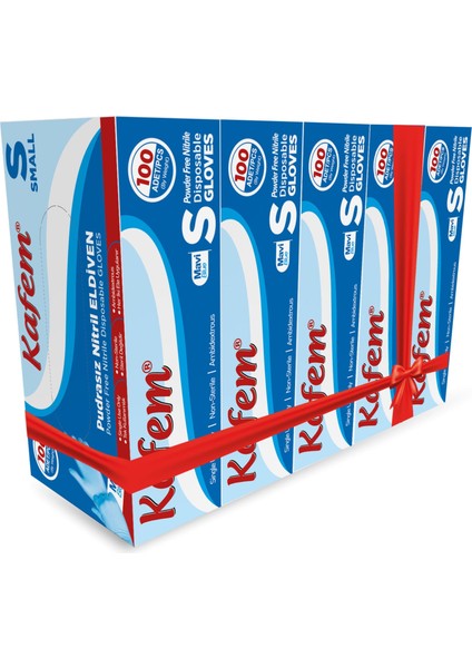 Mavi Nitril Eldiven Pudrasız S 100'lü x 5 Paket