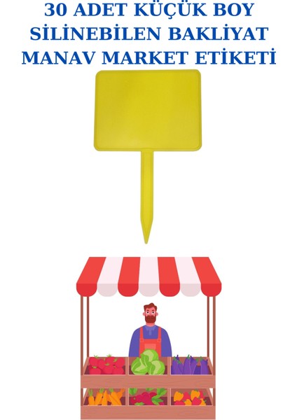 30 Adet Küçük Boy Yaz Sil Sapla Bakliyat Etiketliği Manav Etiketliği Pazarcı Etiketi