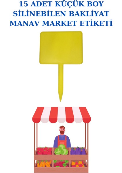 15 Adet Küçük Boy Yaz Sil Sapla Bakliyat Etiketliği Manav Etiketliği Pazarcı Etiketi