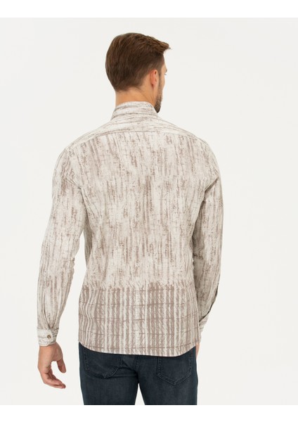 Erkek Bej Slim Fit Uzun Kollu Gömlek 50259466-VR011