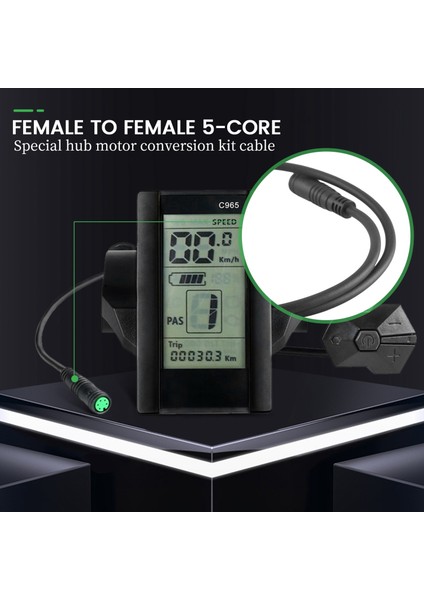 Elektrikli Bisiklet Ebike 5 Pin Dişi Dişi Ekran Uzatma Kablosu Konektörü Orta Motor Için BBS01/BBS02/ (Yurt Dışından)