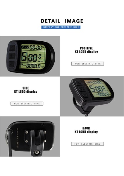 Ebike Kt-Lcd5 Ekran 24V36V48V72V 5 Pin Sm/su Geçirmez Konnektör Ekranı Elektrikli Bisiklet Için Akıllı Kontrol Paneli (Yurt Dışından)