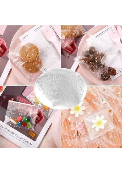 300 Adet Şeker Çanta Şeffaf Çerez Çanta Parti Lehine Çanta Kendinden Yapışkanlı Sızdırmazlık Beyaz Polka Dot Şeffaf Çanta Plastik Torba (Yurt Dışından) indirimleri