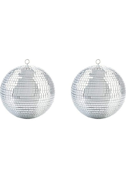 2x Renkli Sahne Aydınlatma Efekti 8 Inç 20 cm Disko Ayna Glitter Topu Gümüş Noel Partisi Dekoru (Yurt Dışından)