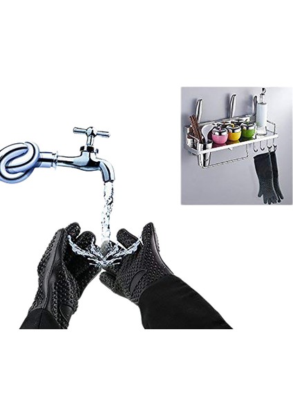 Ekstra Uzun Profesyonel Silikon Fırın Eldiveni, Mutfak, Barbekü, Fırınlama, Izgara Için Iç Pamuklu Isıya Dayanıklı Pişirme Eldiveni - Siyah (Yurt Dışından) fiyatları