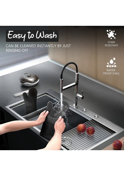 Silikon Fırın Eldiveni - Jet Siyah Fırın Eldiveni Isıya Dayanıklı Yumuşak Astar Silikon Fırın Eldiveni - Fırın Eldiveni Seti Siyah (Yurt Dışından) fırsatları