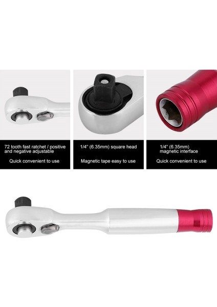 1/4 Inç 85 mm Mini Tork Cırcır Anahtarı Seti El Onarım Aracı Araç Bisiklet Bisiklet Için Lokma Anahtar Seti Aracı (Yurt Dışından)