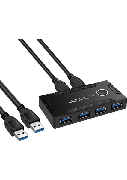 Klavye Fare Yazıcı Monitörü Için USB 3.0 Kvm Switcher 2'si 4 Çıkışlı USB 3.0 Anahtarı USB Hub Adaptörü (Yurt Dışından)