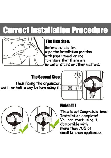 Mutfak Aletlerine Yapıştırmak Için Kullanılan Kordon Düzenleyici, Küçük Siyah Için 4'lü Kablo (Yurt Dışından) modelleri