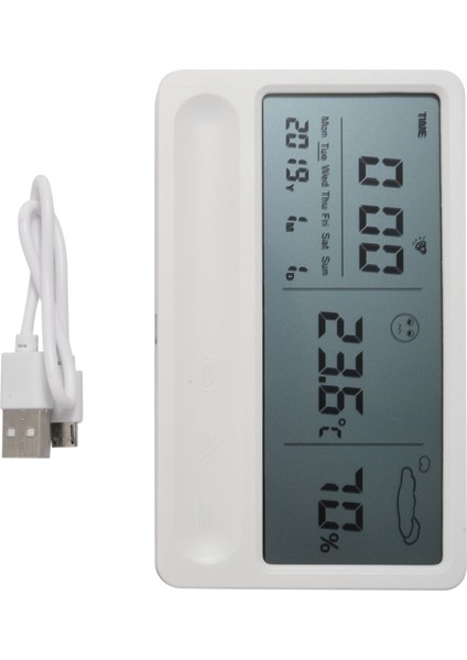 Dijital Higrometre Termometre Kapalı Oda Dış Ortam Sıcaklığı Nem Ölçer LCD Stand Manyetik Destek Sensörü Nem Ölçerli Monitör Saatli Mini Hava Istasyonu (Yurt Dışından)