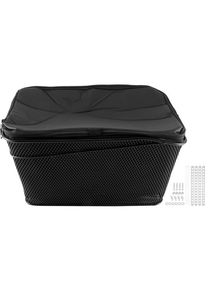 Arka Bisiklet Sepeti Kapasitesi Arka Bisiklet Kargo Rafı Montajlı Metal Tel Bisiklet Depolama Sepeti Su Geçirmez Kapaklı A (Yurt Dışından)