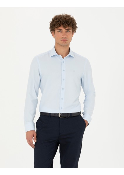 Pierre Cardin Erkek Açık Mavi Slim Fit Uzun Kollu Gömlek 50275517-VR003