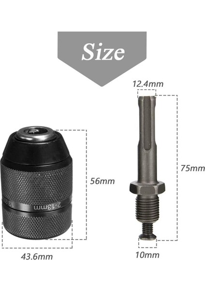 2 Adet 2-13 mm Anahtarsız Matkap Chuck Sds Plus Adaptörü Ile, 1/2-20UNF Darbeli Matkap Chuck Değişim Adaptörü Dönüştürücü Aracı (Yurt Dışından)