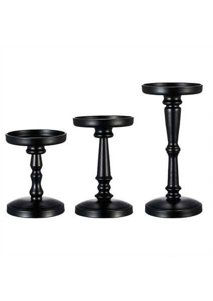 3 Adet Sütunlu Siyah Mumluk, Metal Mumluk, Aile Düğün Yıldönümü Partisi Için Harika Dekorasyon (Yurt Dışından)