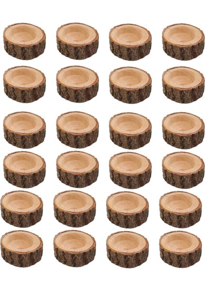 24 Adet Ahşap Mumluk, Düğün Parti Için Adak Tutucu Masa, Doğum Günü Noel Partisi Ev Dekor (Yurt Dışından)