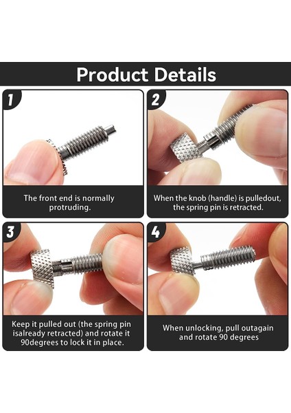 Tırtıllı Kol Kilitli El Geri Çekilebilir Yaylı Piston M6 Serbest Bırakma Pimleri Kiti 1/4ınch-20 Boyutu 0.500INCH Uzunluk Konu (Yurt Dışından) indirimleri