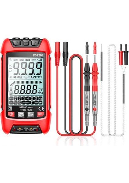 FS2202 Otomatik Aralık Multimetre 9999 Sayımlar Trms Ac Dc Voltmetre Amp Ncv Direnç Kapasite Transistör Test Cihazı Kırmızı (Yurt Dışından) indirimleri