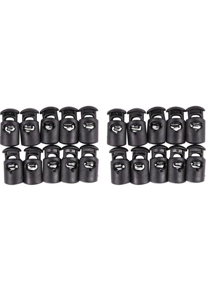 Çap 8 mm Delikli, Kordon Durdurucu Bağcıklı Çıtçıtlı Kanca, Siyah, 20 Adet (Yurt Dışından)