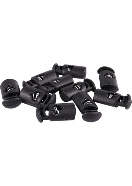 Çap 8 mm Delikli, Kordon Durdurucu Bağcıklı Çıtçıtlı Kanca, Siyah, 20 Adet (Yurt Dışından)
