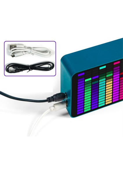 Renkli LED Müzik Spektrumu Elektronik Saat Ses Kontrolü Ritim Işığı 1624 Rgb Alma Atmosfer Seviyesi Göstergesi, Mavi (Yurt Dışından) fiyatları