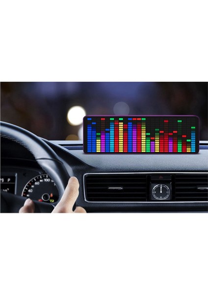 Renkli LED Müzik Spektrumu Elektronik Saat Ses Kontrolü Ritim Işığı 1624 Rgb Alma Atmosfer Seviyesi Göstergesi, Mavi (Yurt Dışından) modelleri