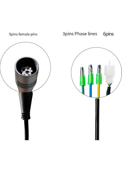 Su Geçirmez Ebike Motor Dişi Uzatma Kablosu 9pin Uzatma Kablosu Elektrikli Bisiklet Dönüşüm Kablosu (Yurt Dışından)