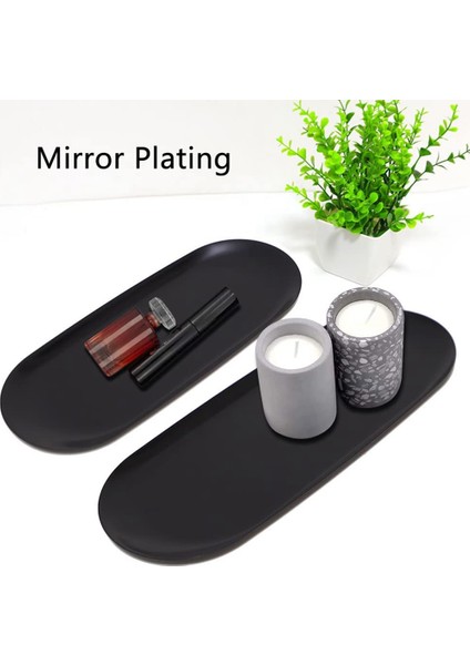 Oval Saklama Tepsisi Ürün Tepsisi Oval Kozmetik Tepsileri Mumlar Tepsi Siyah Servis Tepsileri Büfe Tabağı Ev Dekorasyonu Için (Yurt Dışından) fırsatları