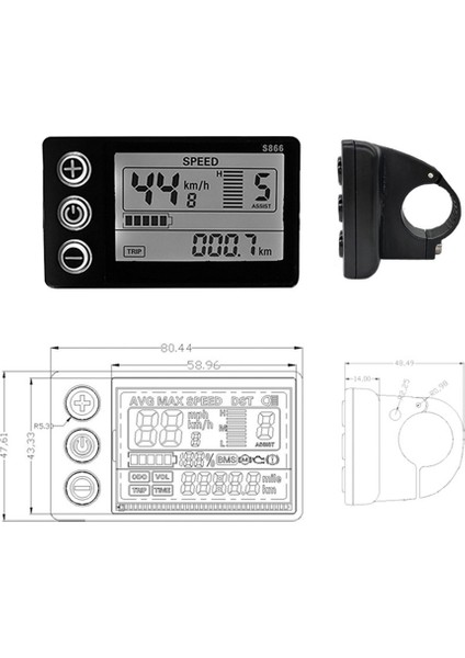 24V 36V 48V 60V S866 Kontrol Paneli Pano Su Geçirmez 6pın Elektrikli Bisiklet LCD Ekran Elektrikli E-Bisiklet Scooter Için (Yurt Dışından)