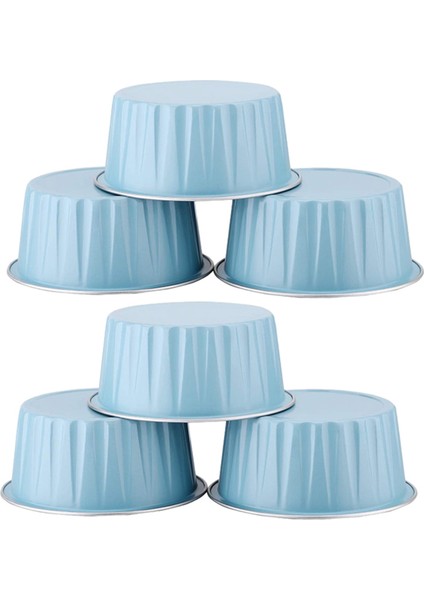 200 Adet 5 Oz 125 ml Tek Kullanımlık Kek Pişirme Bardak Muffin Gömlekleri Kapaklı Bardak Alüminyum Folyo Cupcake Pişirme Bardak-Mavi (Yurt Dışından)