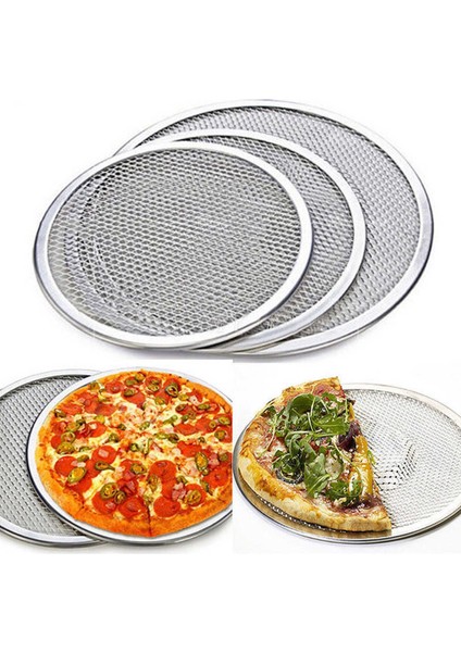 2x Profesyonel Yuvarlak Pizza Fırını Pişirme Tepsisi Barbekü Izgarası Yapışmaz Örgü Net (14 Inç) (Yurt Dışından)