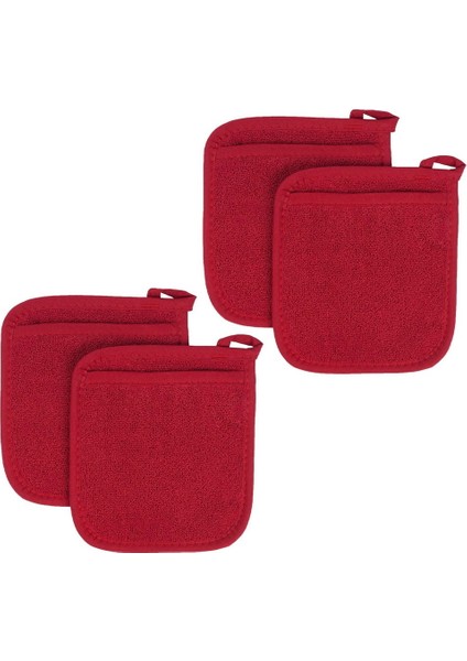 Adet Tencere Nihalesi Pamuklu Bez Pot Tutucular Ilmekli Eldiven Havlu Tencere Mutfak Tutucular Yastık Cep Aracı Potholder Eldiven Kırmızı (Yurt Dışından)