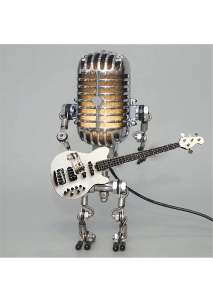 Retro Tarzı Vintage Mikrofon Robot Masa Lambası, Vintage Mikrofon Robot Dokunmatik Dimmer Lamba Masa Lambası Beyaz (Yurt Dışından) fiyatları