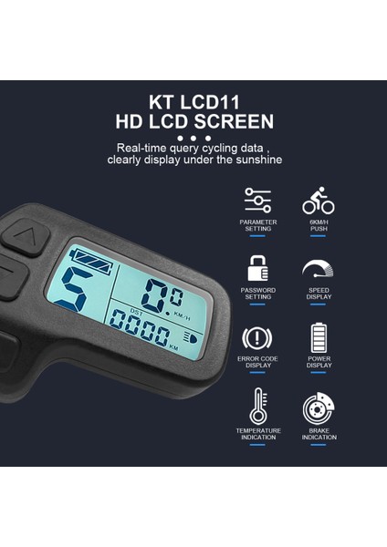 Ebike Ekran KT-LCD11 Mini Ekran 24V 36V 48V Su Geçirmez Fiş Elektrikli Bisiklet Ekranı Kunteng Denetleyici Ebike Paneli (Yurt Dışından)