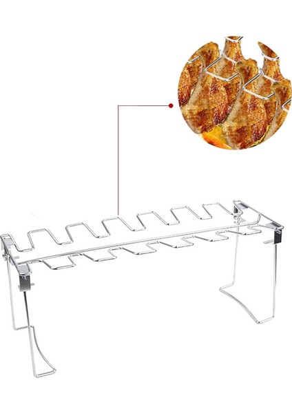 Paslanmaz Çelik Tavuk Bacağı Kanadı Barbekü Izgara Rafı, Silikon Fırın Eldiveni Ile, 14'e Kadar Tavuk Bacağını Asın Veya (Yurt Dışından) modelleri