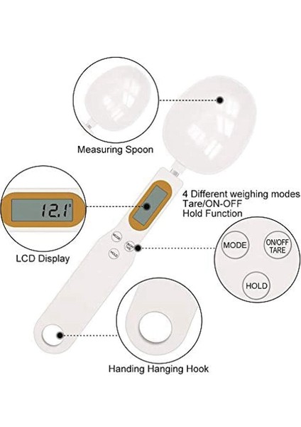 Elektronik Ölçüm Kaşığı Terazisi, 500 G/0,1 G Mutfak Dijital Gıda Tartı Kaşığı, LCD Ekranlı, Yemek Pişirmek Için Kullanılır B (Yurt Dışından) indirimleri