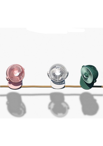 USB Masa Fanı Şarj Edilebilir Powered Fan Kumandalı Mini Klipsli Ev Ofis Yatak Odası Seyahat Için Fan, Yeşil (Yurt Dışından)
