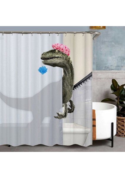 2x Güzel Banyo Dinozor Baskı Duş Perdesi Su Geçirmez Banyo Perdesi Duş Aksesuarları Banyo Perdesi 180X180 cm (Yurt Dışından)