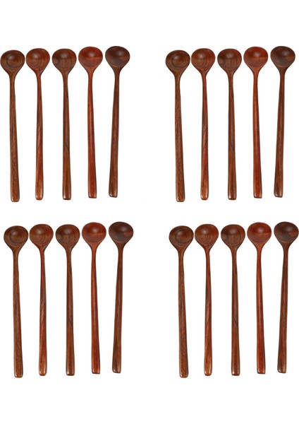 Uzun Kaşık Ahşap, 20 Parça 10.9 Inç Çorba Için% 100 Doğal Ahşap Uzun Saplı Yuvarlak Kaşık (Kore Tarzı Çorba Kaşığı) (Yurt Dışından)