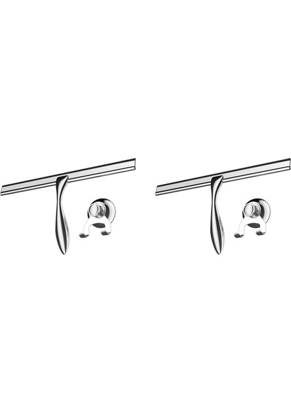 2x Ekstra Geniş 30,5 cm Duş Sileceği Paslanmaz Çelik, Silikon Dudaklı - Vantuz Tutuculu Duş Sileceği (Yurt Dışından)
