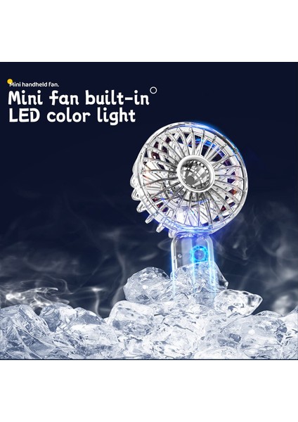 El Fanı Taşınabilir Fan Hızı Ayarlanabilir, Dış Mekan, Seyahat Için 7 LED Renkli Gece Lambası ile USB Şarj Edilebilir Fan (Yurt Dışından)