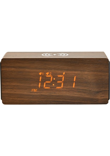 15W Akıllı Telefon Hızlı Şarj Bluetooth Ses Bilgisayar Hoparlör Erteleme Elektronik Saat LED Saat (Kahverengi) (Yurt Dışından)