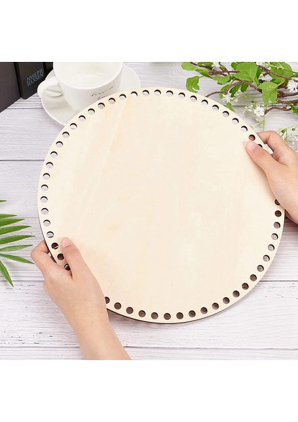 30CM Doğal Ahşap Sepet Alt Delikli, Daire Boş Ahşap Taban Dıy Örgü Tığ Işi Çanta Alt Şekillendirici Zanaat (Yurt Dışından)