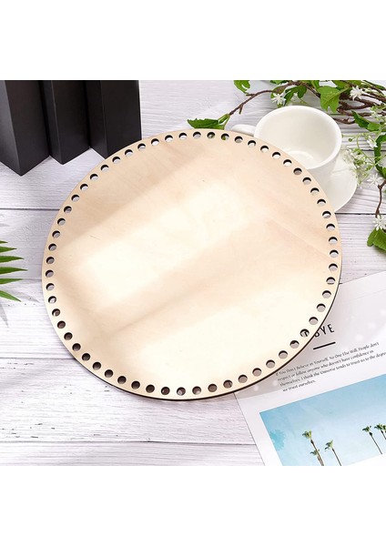 30CM Doğal Ahşap Sepet Alt Delikli, Daire Boş Ahşap Taban Dıy Örgü Tığ Işi Çanta Alt Şekillendirici Zanaat (Yurt Dışından)