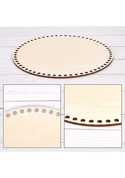 30CM Doğal Ahşap Sepet Alt Delikli, Daire Boş Ahşap Taban Dıy Örgü Tığ Işi Çanta Alt Şekillendirici Zanaat (Yurt Dışından)