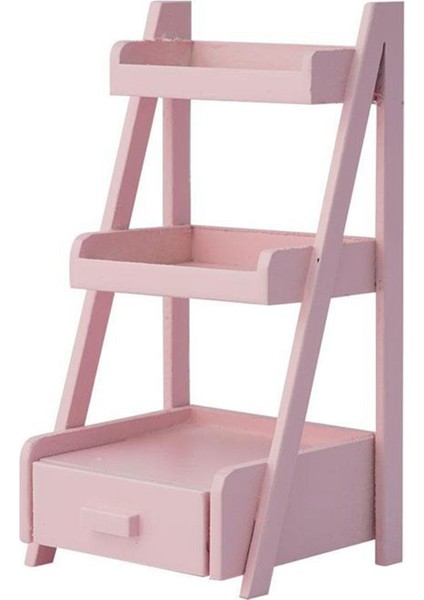 1/12 Minyatür Mini Ahşap Raf Çiçek Standı Simülasyon Mobilya Aksesuarları Çocuklar Hediye Pembe (Yurt Dışından)