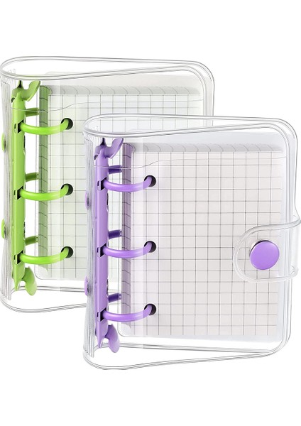 2 Takım Mini Temizle 3 Halka Bağlayıcı Kapakları Bağlayıcı Iç Kağıt Torba Şeffaf Yumuşak Pvc Defter Kapatma Bağlayıcı (Yeşil, Mor) (Yurt Dışından)