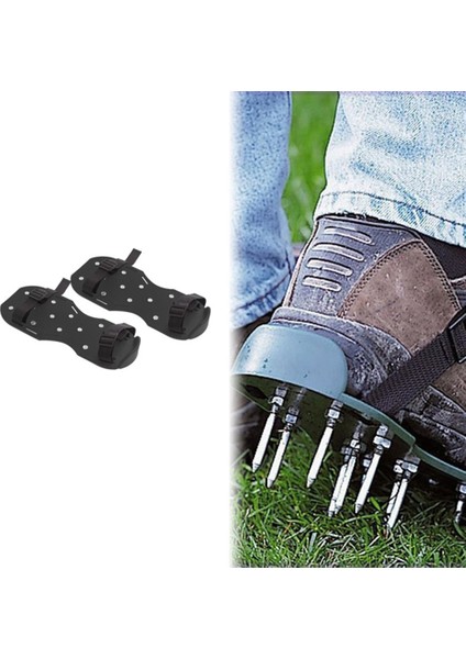 1 Çift Bahçe Çim Kazıyıcı Ayakkabı 4.2cm Çim Sivri Kazıyıcı Ayakkabı Kendiliğinden Tesviye Epoksi Aletler Siyah (Yurt Dışından)