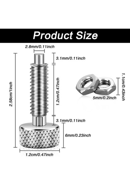 2 Adet El Geri Çekilebilir Yaylı Piston Paslanmaz Çelik Kilitleme M6 Tipi Haddeleme Araç Kutusu Paketleme (Yurt Dışından)