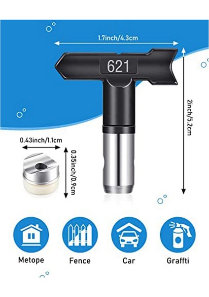 5pcs Püskürtme Memesi Püskürtme Ucu Tersinir Püskürtme Uçları Havasız Boya Püskürtme Memesi Ipuçları (109, 213, 315, 413, 621) (Yurt Dışından)