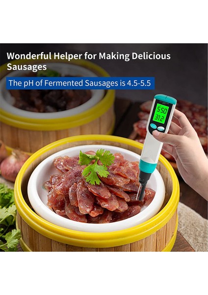 Atc Gıda Ph Test Cihazı ile Ph Ölçer, Yüksek Doğruluk Ph / Sıcaklık Probu ile Su Geçirmez Dijital Gıda Ph Ölçer (Yurt Dışından) fiyatları